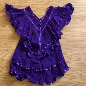 Mexican hippie cotton gauze purple toddler top